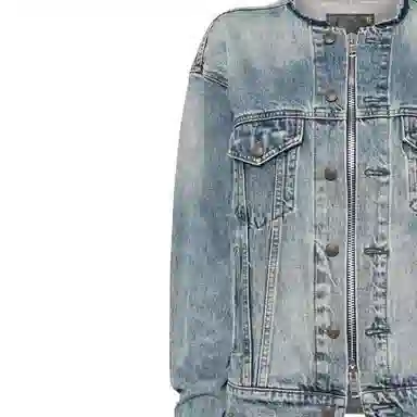 R13 SS24 Collarless Denim Jacket Wax Blue