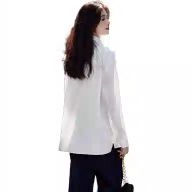 【dme】 纯色口袋休闲长袖衬衫 女款 本白