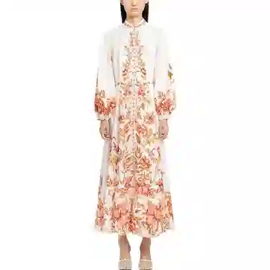 Zimmermann Floral Print Long Sleeve Dress White