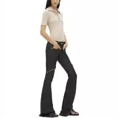 COURREGES SS24 RIB KNIT POLO Polo Sand