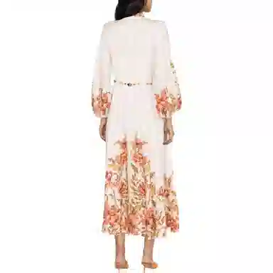 Zimmermann Floral Print Long Sleeve Dress White