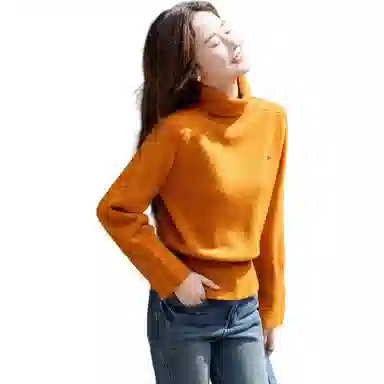 【dme】 纯色高领套头休闲长袖针织衫 女款