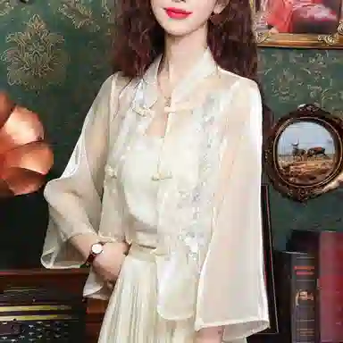 桴生 新中式国风领长袖防晒刺绣外搭衬衫 女款