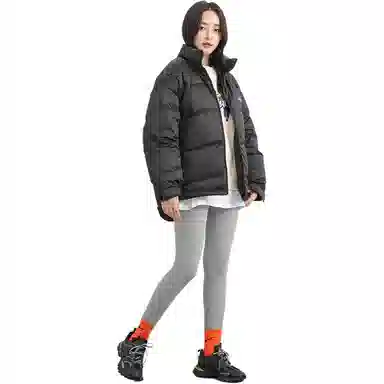 鸭鸭 字母印花立领短款拉链长袖羽绒服 女款