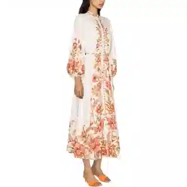 Zimmermann Floral Print Long Sleeve Dress White
