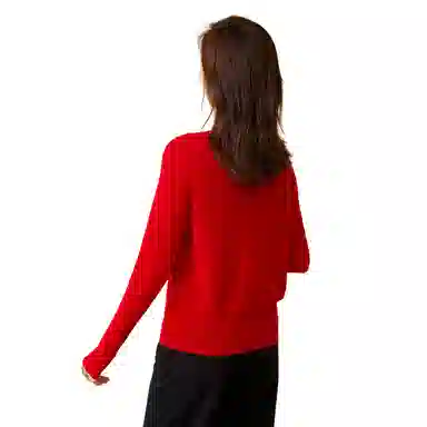 恒源祥 坑条半高领打底毛衣 女款