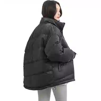 鸭鸭 字母印花立领短款拉链长袖羽绒服 女款