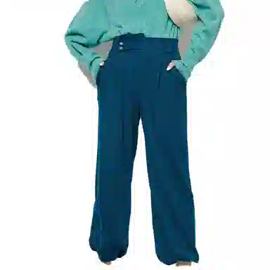 美洋 软糯阔腿西装裤 女款 深蓝