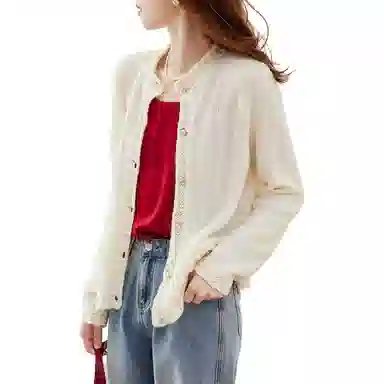 【dme】 小香风开衫圆领长袖针织衫 女款