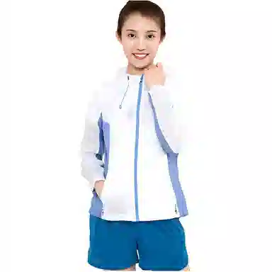 探路者 户外超薄防紫外线舒适防晒服 女款 白色/天际蓝