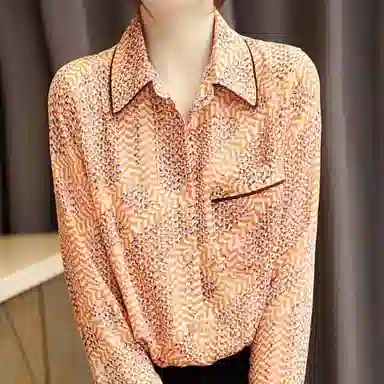 【dme】 雪纺衫碎花印花衬衣长袖衬衫 女款 秋叶黄