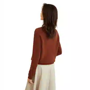 恒源祥 坑条半高领打底毛衣 女款