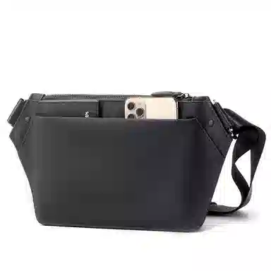 维多利亚旅行者 休闲百搭高级感个性时尚大学生简约质感通勤出行防泼水 超纤合成革 胸包单肩包斜挎包 男款 黑色