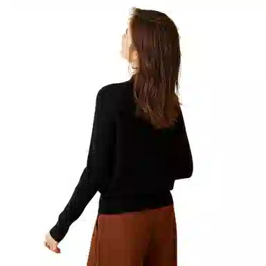 恒源祥 坑条半高领打底毛衣 女款