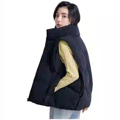 鸭鸭 时尚纯色立领百搭休闲加厚保暖简约外穿通勤办公室穿搭羽绒马甲 女款