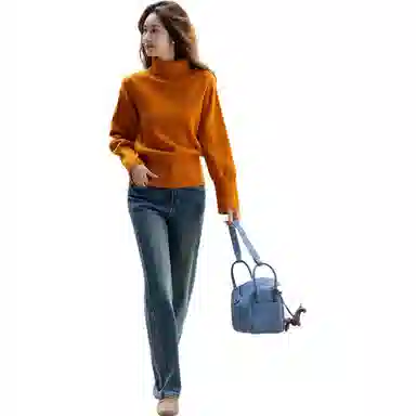 【dme】 纯色高领套头休闲长袖针织衫 女款