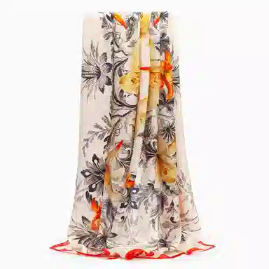 丝萝工艺 上海故事 花萝真丝喷绘大方巾 桑蚕丝 丝巾 女款 别样桃花