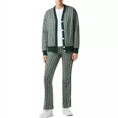 Lacoste V-Neck Knit Cardigan Green