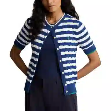 Polo Ralph Lauren Slim Fit Striped Knit Tee Blue