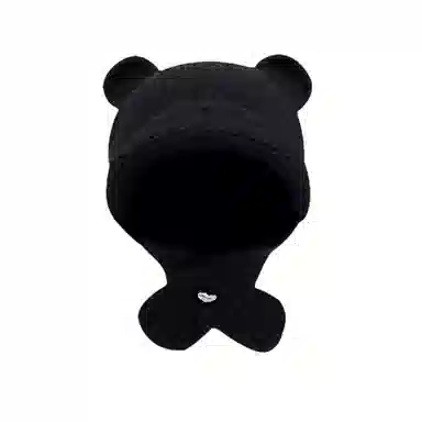 啄木鸟 甜美可爱小熊耳朵秋冬季大头围显脸小加厚保暖针织户骑车护耳帽 涤纶 绒线帽 女款