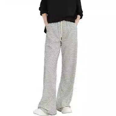 美洋 条纹高腰休闲裤 女款 黑白条纹