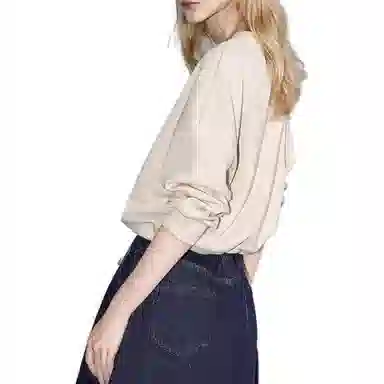 【dme】 圆领字母印花长袖卫衣 女款 杏色