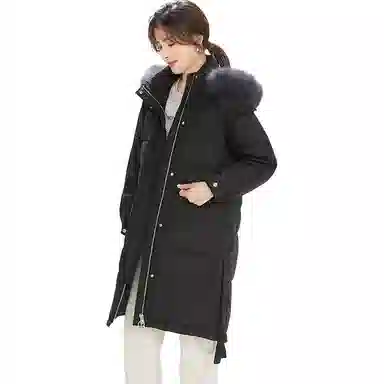 鸭鸭 中长款纯色宽松舒适羽绒服 女款