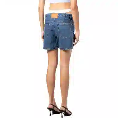Alexander Wang Low Waist Logo Patch Denim Shorts