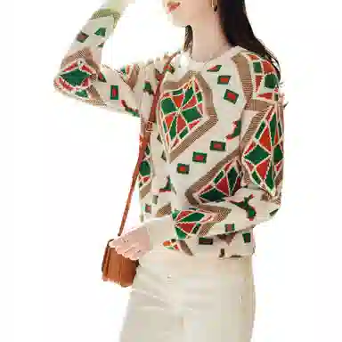 【dme】 圆领新款温暖风软糯长袖针织衫 女款 米白花色