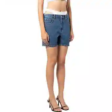 Alexander Wang Low Waist Logo Patch Denim Shorts
