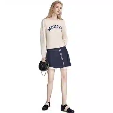 【dme】 圆领字母印花长袖卫衣 女款 杏色