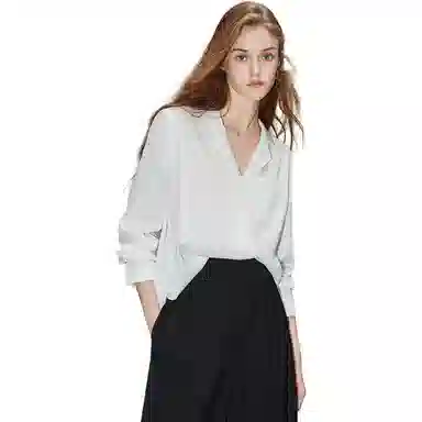 【dme】 简约西装领纯色长袖衬衫 女款 本白