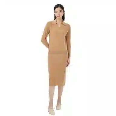 恒源祥 翻领纯色休闲长袖毛衣 女款