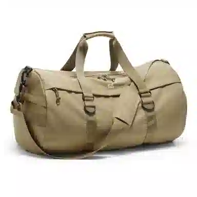 轻骑者 潮流大容量短途出差旅游行李袋运动含干湿分离独立鞋袋 帆布 旅行单肩手提斜挎健身包 大号 男女同款情侣款 黑色/卡其