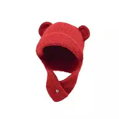 啄木鸟 甜美可爱小熊耳朵秋冬季大头围显脸小加厚保暖针织户骑车护耳帽 涤纶 绒线帽 女款