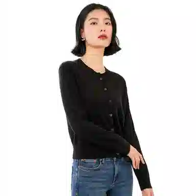 恒源祥 纯色圆领开衫长袖针织衫 女款