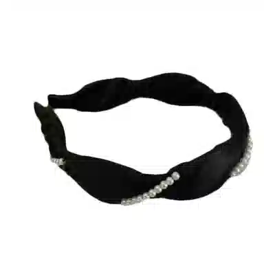 贯古今 珍珠缠绕手工女洗脸简约发卡简约头箍高级感洋气时尚防滑头饰 布艺 发箍 女款