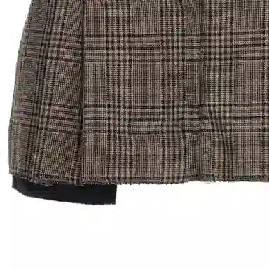 Miu Miu FW23 Plaid Embroidered Skirt Dark Brown