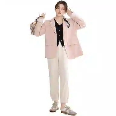 花栗鼠小姐 纯色高腰宽松休闲裤 女款