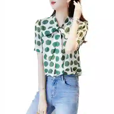 【dme】 波点印花短袖衬衫 女款 绿色