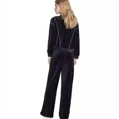 【dme】 纯色拉链立领长袖夹克系带中腰休闲裤休闲套装 女款 黑色