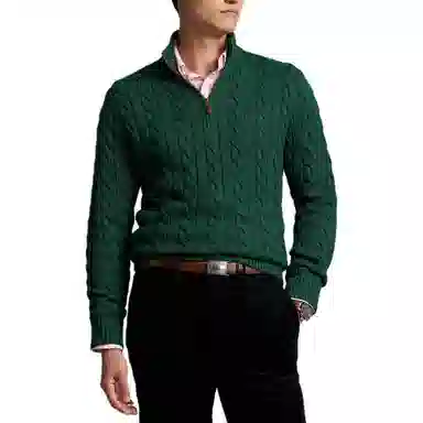 Polo Ralph Lauren FW24 Cable Knit Mock Neck Sweater Pine