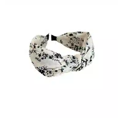 贯古今 新中式宽边水墨高级感碎花高颅顶头箍国风洗脸蝴蝶结发饰 布艺 发箍 女款