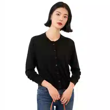 恒源祥 纯色圆领开衫长袖针织衫 女款