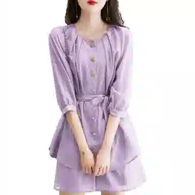 【dme】 圆领五分袖上衣纯色短裤休闲运动套装 女款