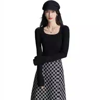 美洋 纯色圆领修身长袖针织衫 女款