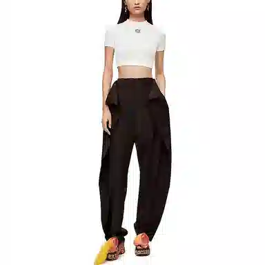 LOEWE SS23 Logo Print Crop Tee White