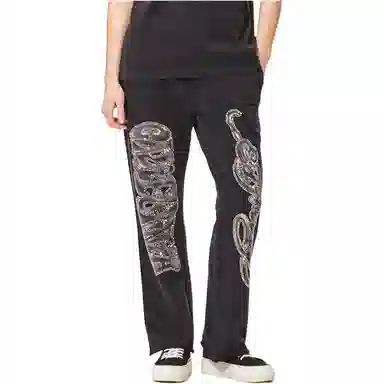 Ed Hardy SS24 Classic Logo Rhinestone Sweatpants Black
