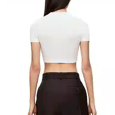 LOEWE SS23 Logo Print Crop Tee White