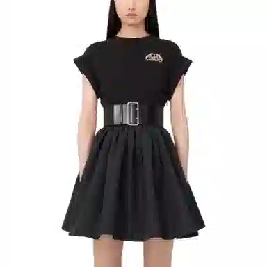Alexander McQueen Hybrid Mini Dress In Black